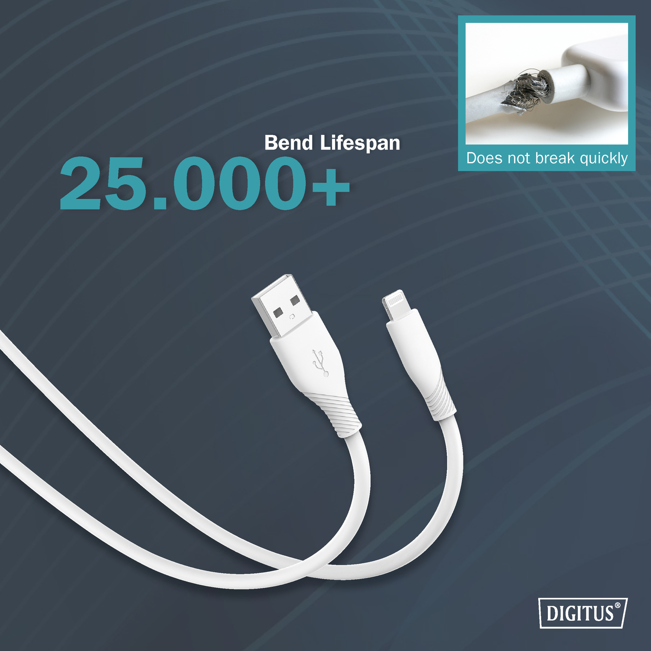 Lightning siliconen aansluitkabel, USB-A - Lightning 0,5m, wit - Afbeelding 7