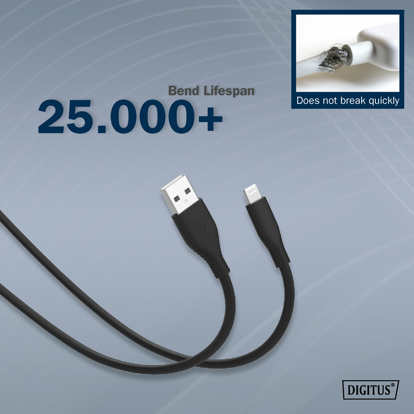 Lightning siliconen aansluitkabel, USB-A - Lightning 2m, zwart - Afbeelding 7