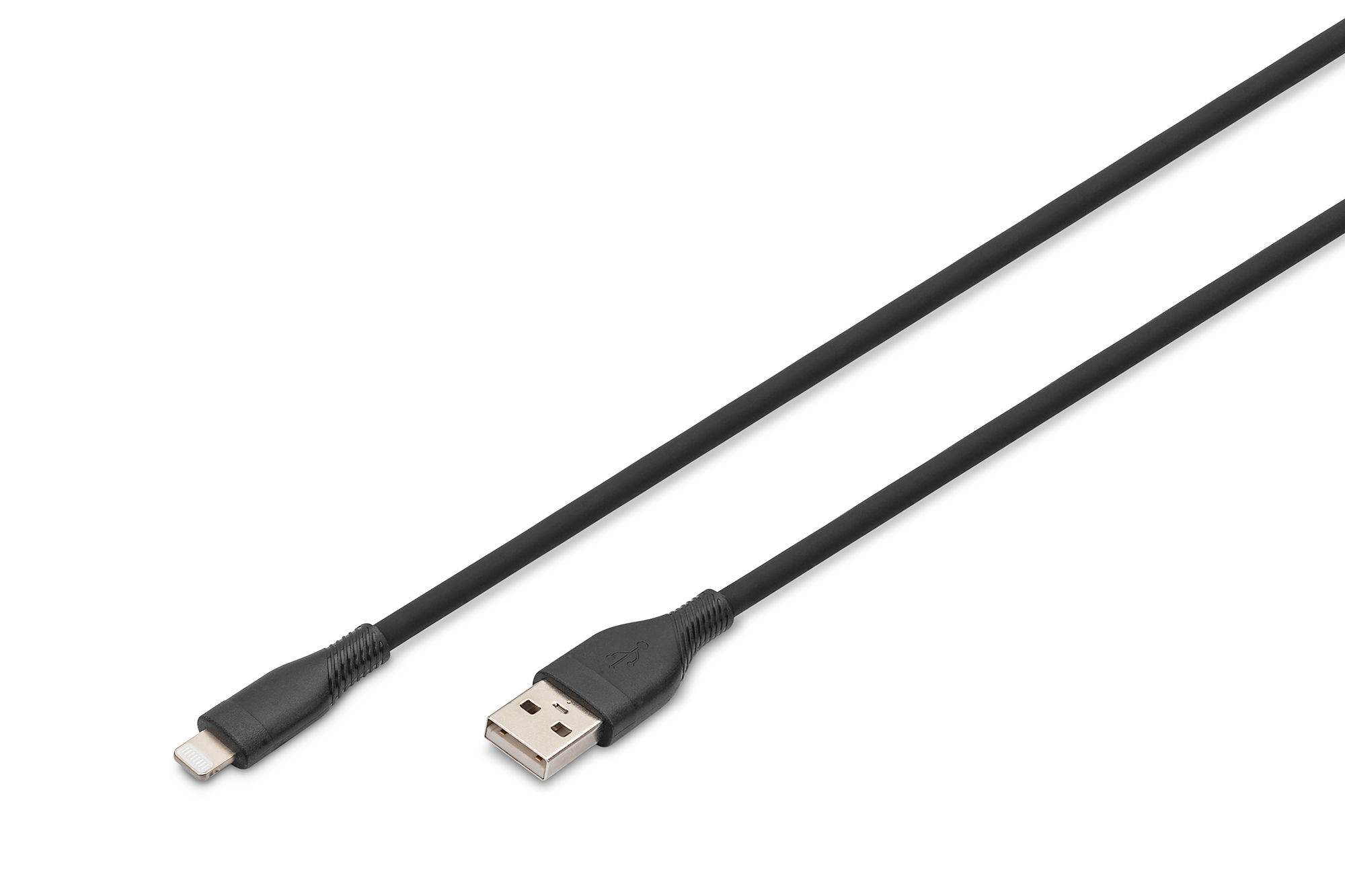 Lightning siliconen aansluitkabel, USB-A - Lightning 2m, zwart