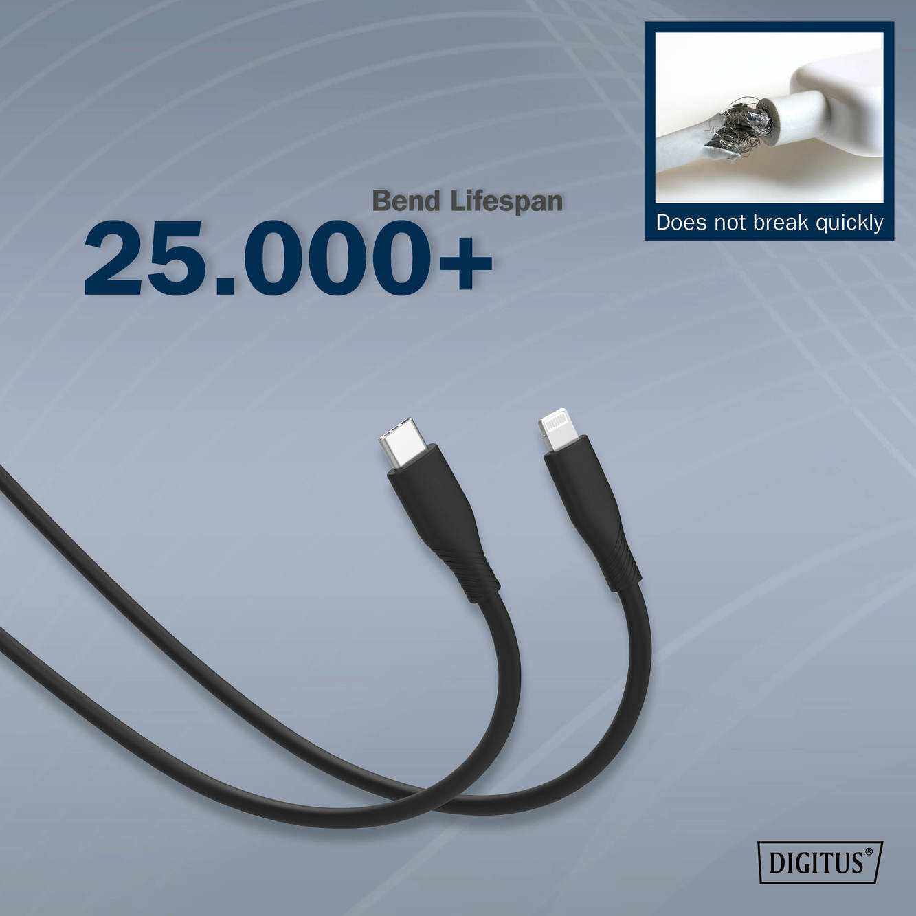Lightning siliconen aansluitkabel, USB-C - Lightning, 0,5m, zwart - Afbeelding 7