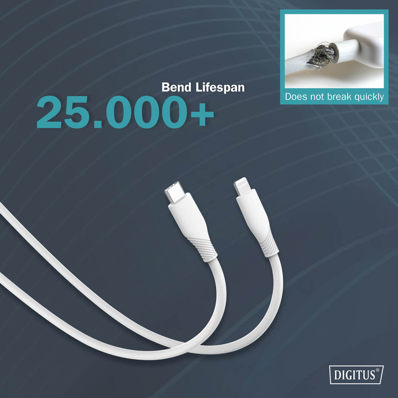 Lightning siliconen aansluitkabel, USB-C - Lightning, 0,5m, wit - Afbeelding 7