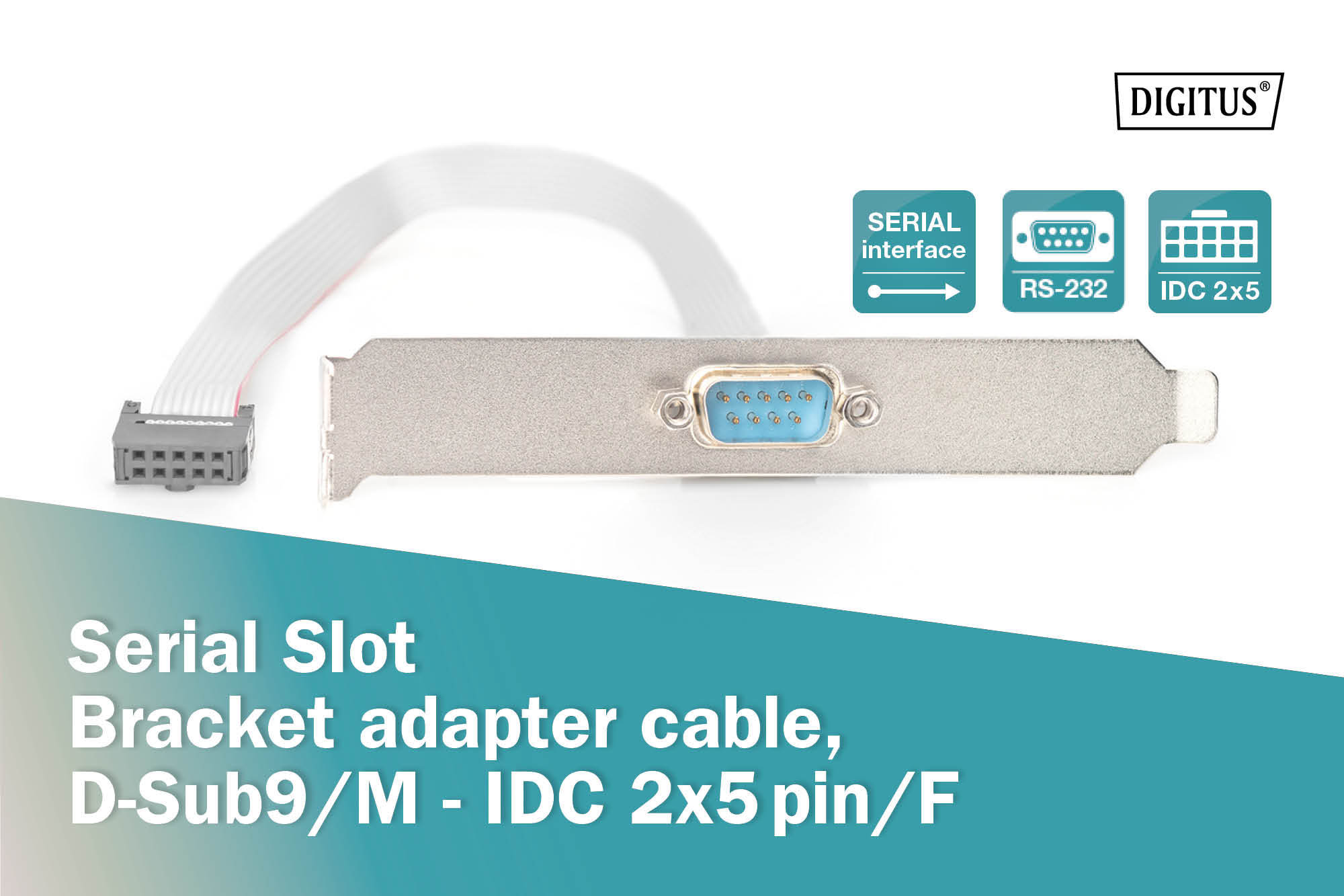 Seriële Poortbeugel adapterkabel, D-Sub9/M - IDC 2x5-polig/V - Afbeelding 3