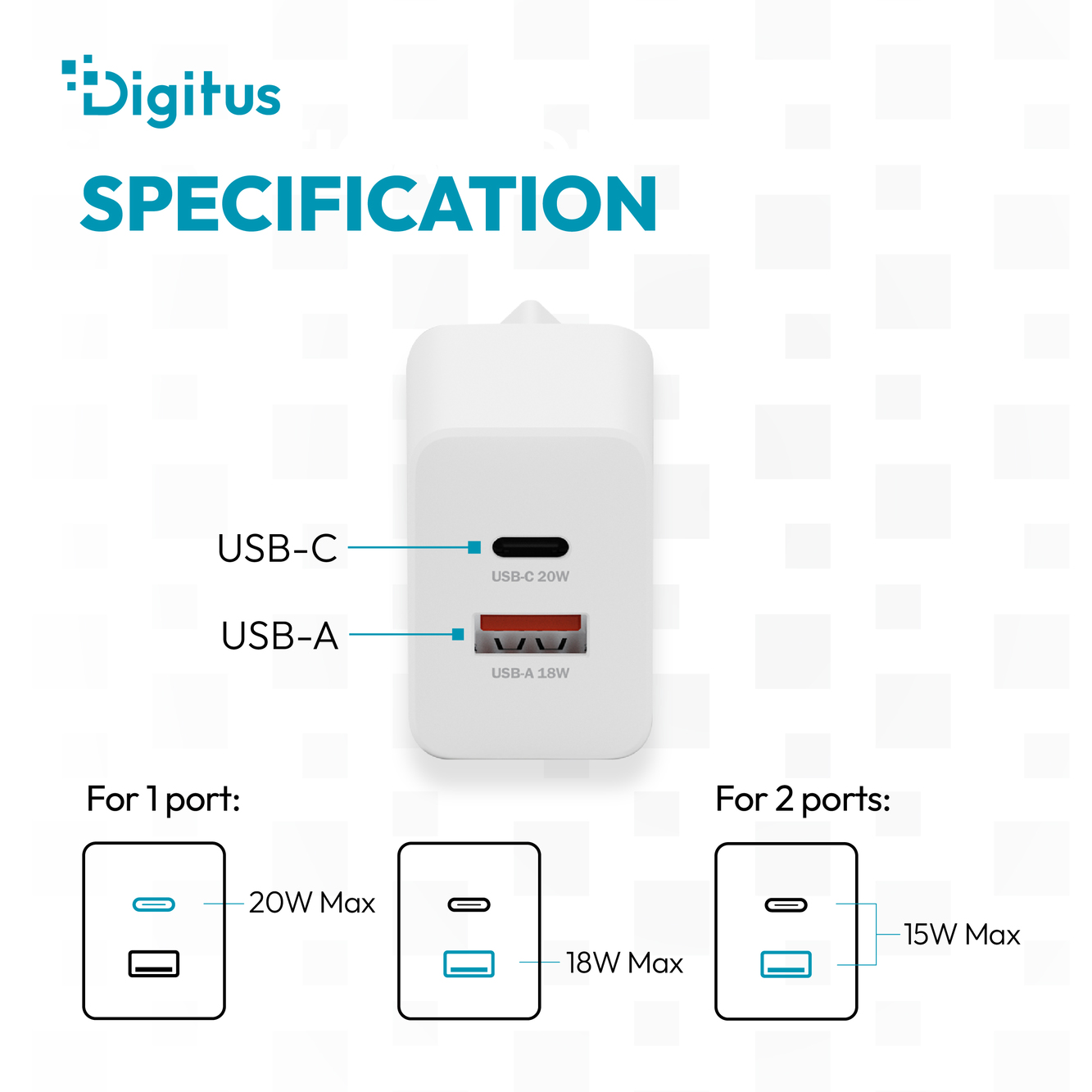 USB-oplader 20 W, 1x USB-C, 1x USB-A - Afbeelding 4