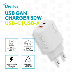 USB GaN-oplader 30 W, 1x USB-C, 1x USB-A - Afbeelding 3