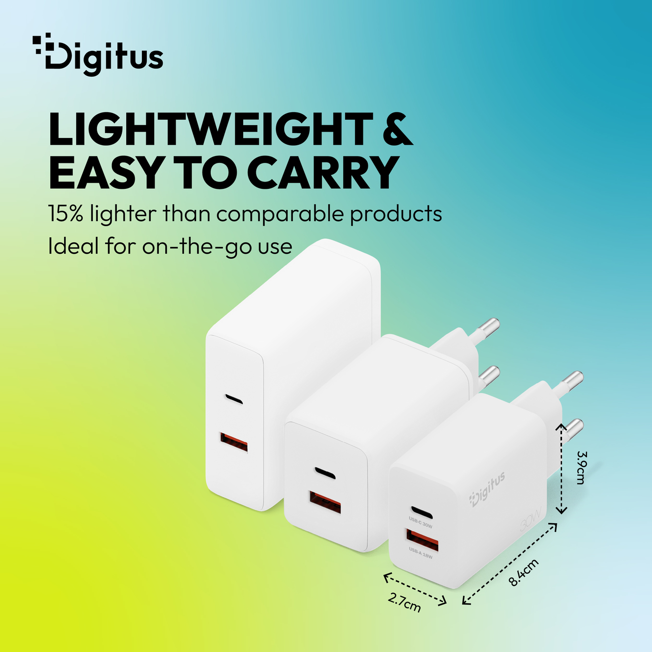 USB GaN-oplader 30 W, 1x USB-C, 1x USB-A - Afbeelding 5