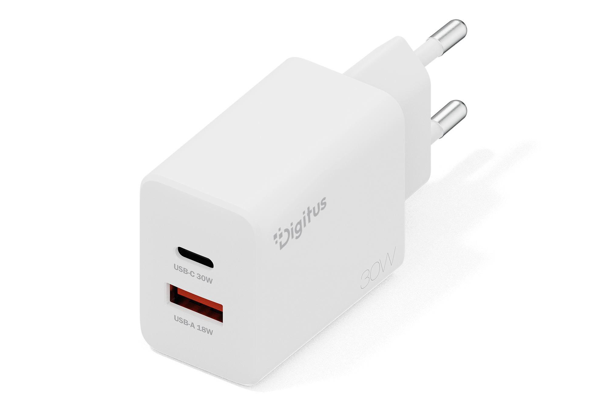 USB GaN-oplader 30 W, 1x USB-C, 1x USB-A