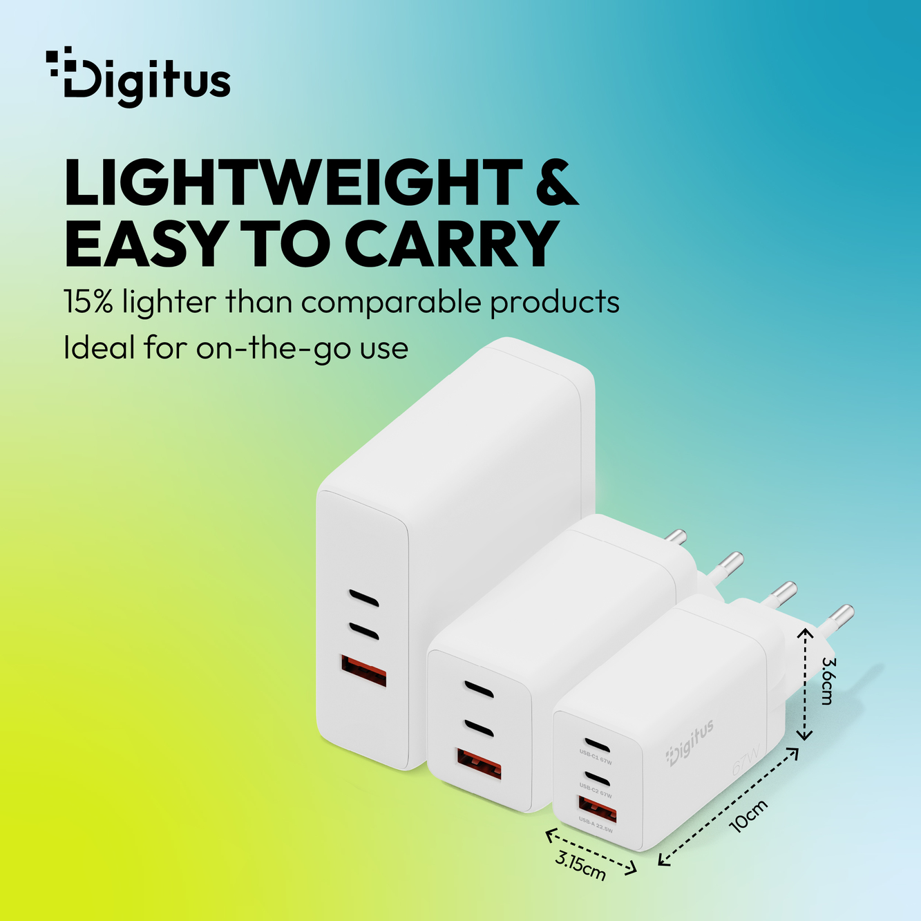 USB GaN-oplader 67 W, 2x USB-C, 1x USB-A - Afbeelding 5