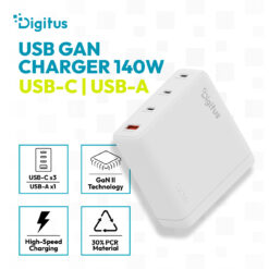 USB GaN-oplader 140 W, 3x USB-C, 1x USB-A - Afbeelding 3