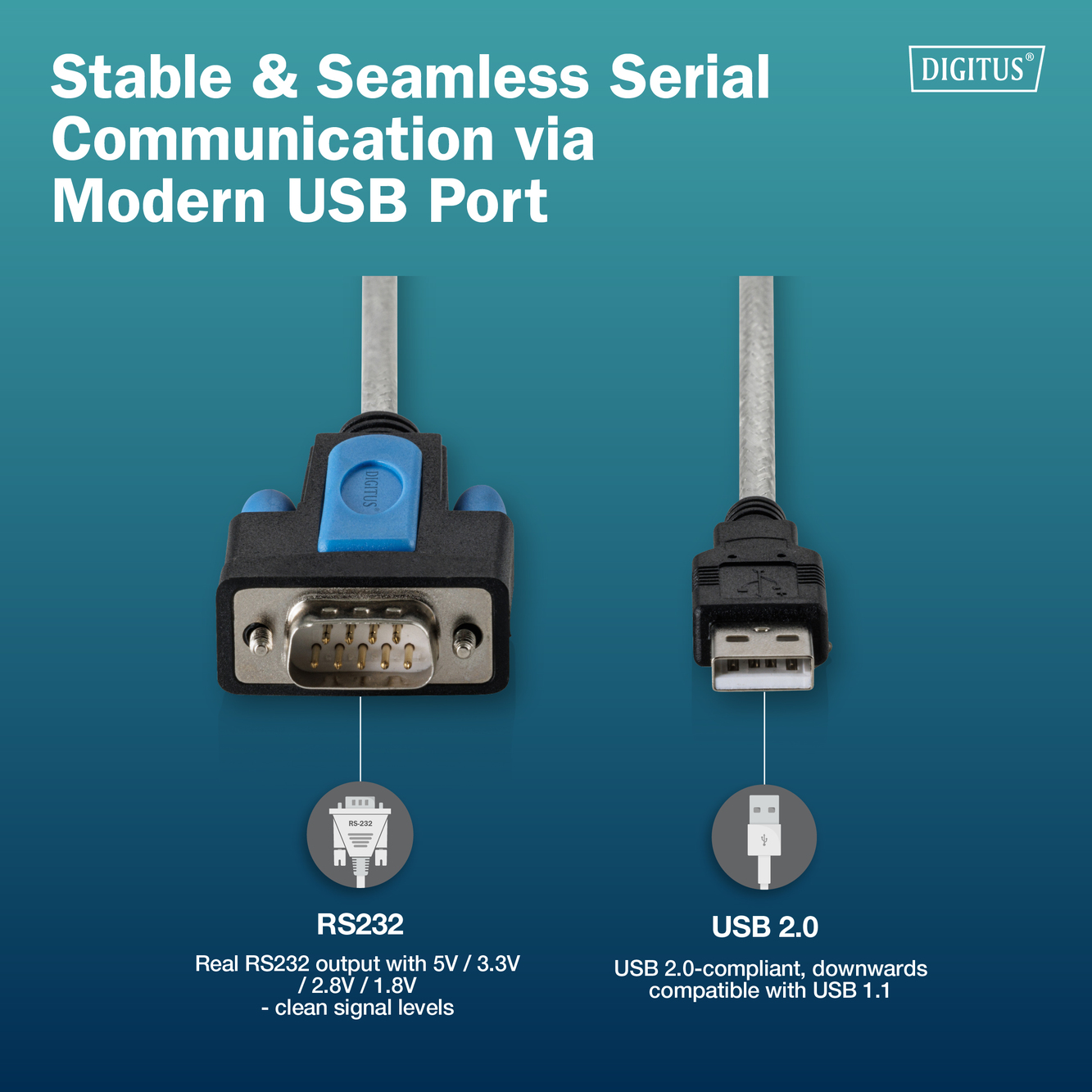 USB 2.0 naar RS232-adapterkabel, 1,8 m, geïntegreerde FTDI-chipset - Afbeelding 7