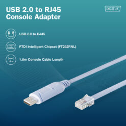 USB 2.0 naar RJ45 console-adapterkabel, FTDI chipset, 180 cm - Afbeelding 5