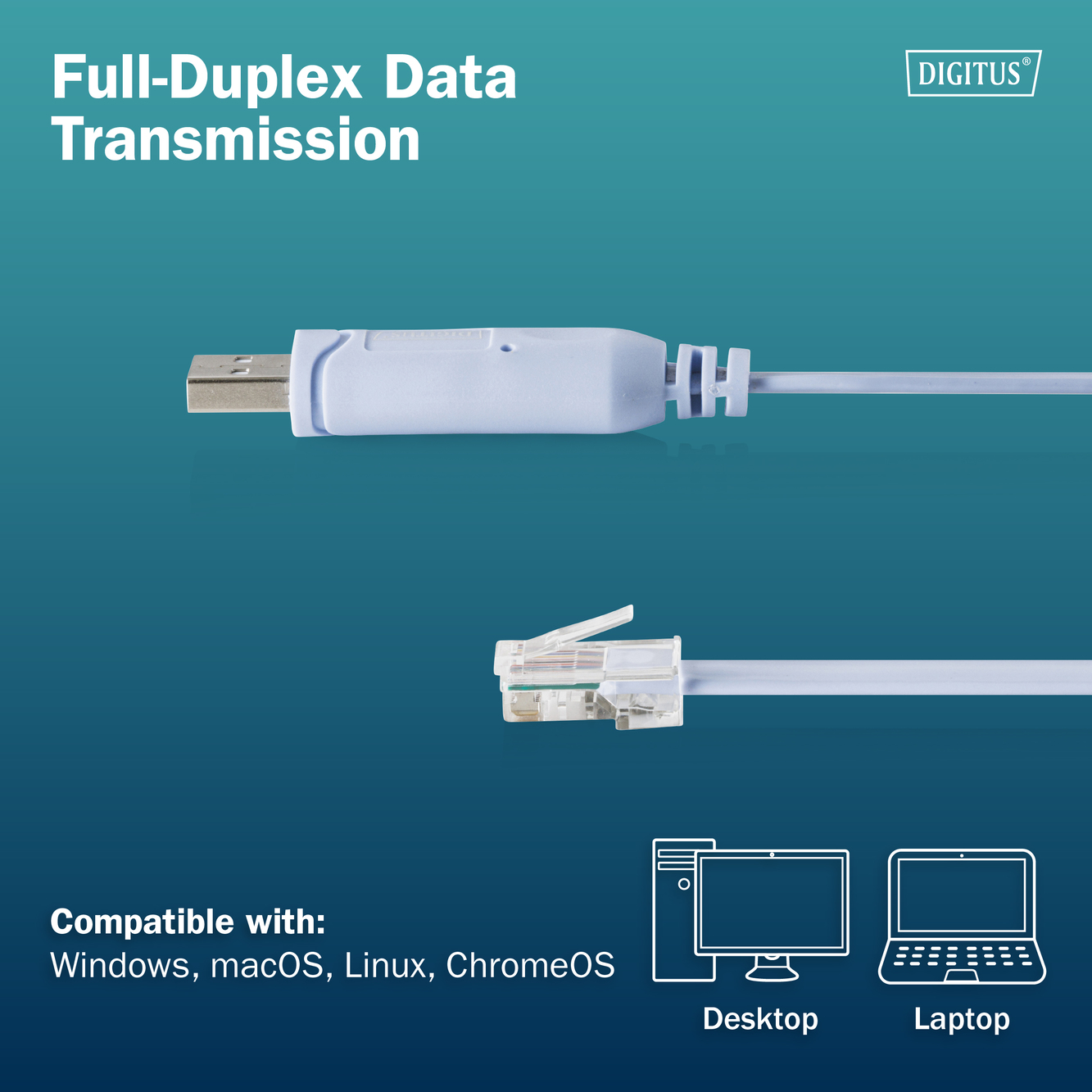 USB 2.0 naar RJ45 console-adapterkabel, FTDI chipset, 180 cm - Afbeelding 7