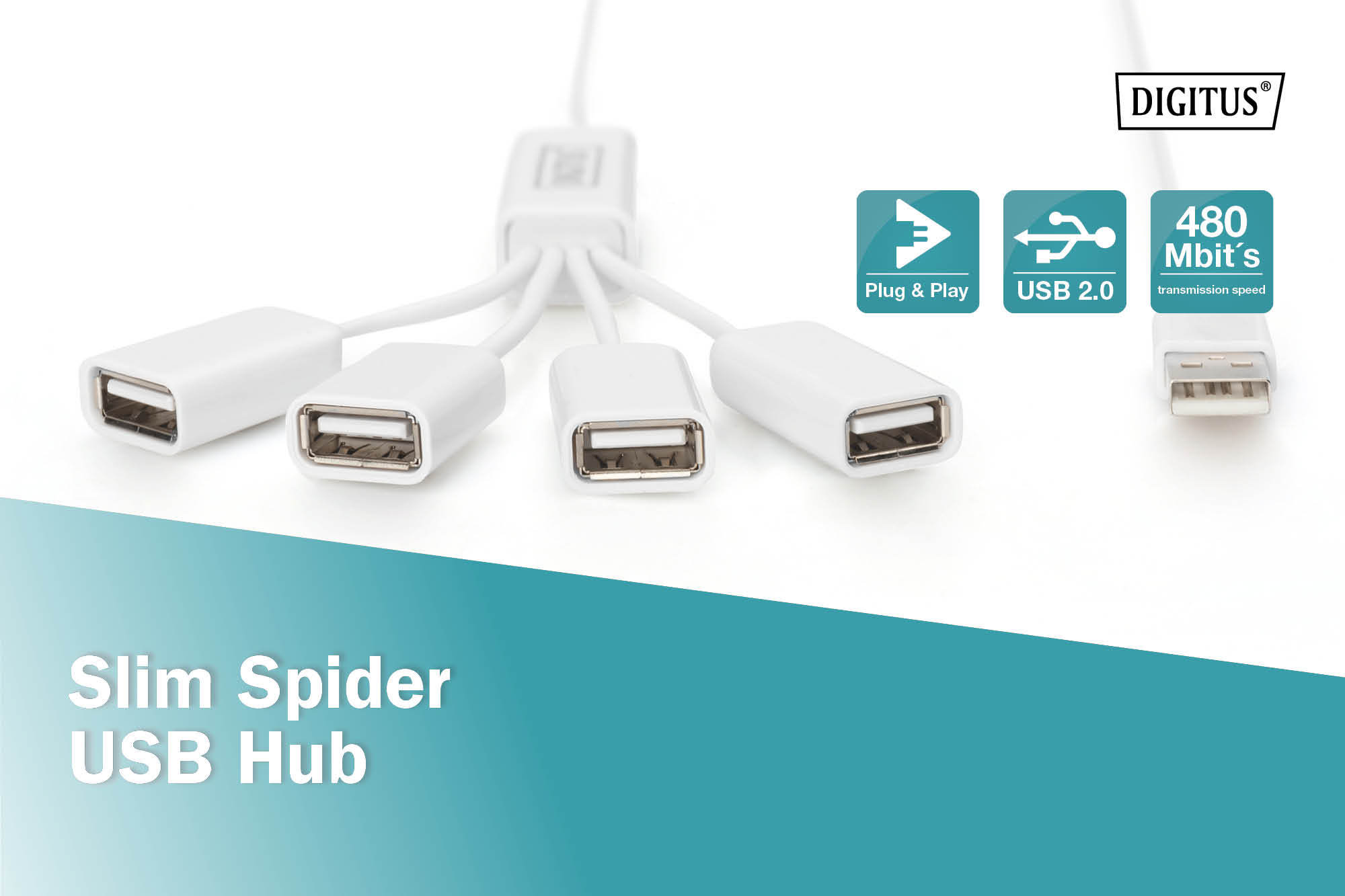 DIGITUS® Slim Spider USB-hub - Afbeelding 3