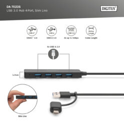 USB 3.0 hub 4-poorts, Slim Line - Afbeelding 4