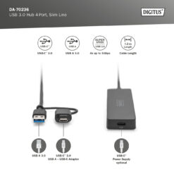 USB 3.0 hub 4-poorts, Slim Line - Afbeelding 5