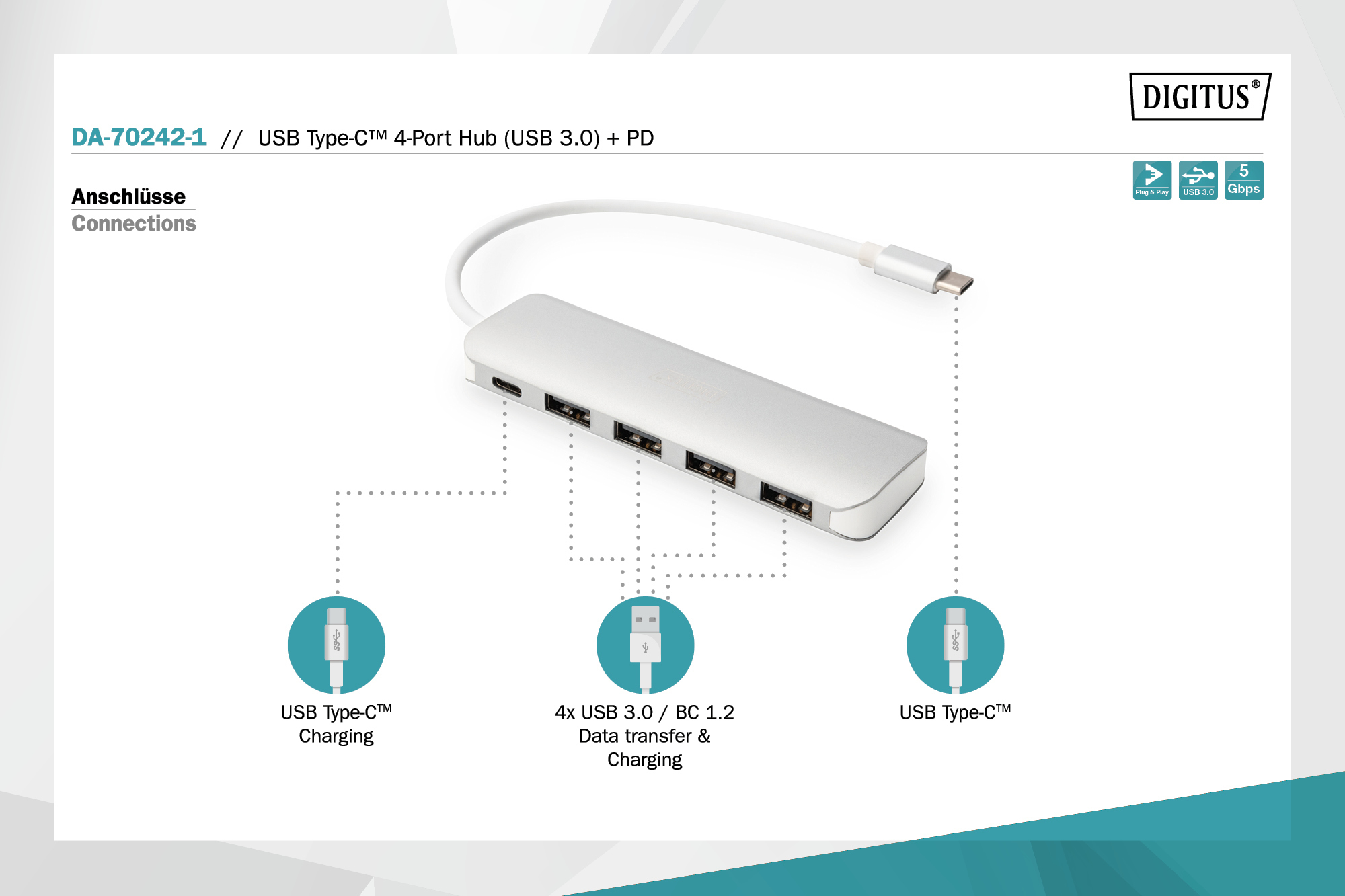 USB Type-C™ hub met 4 poorten (USB 3.0) + PD - Afbeelding 9