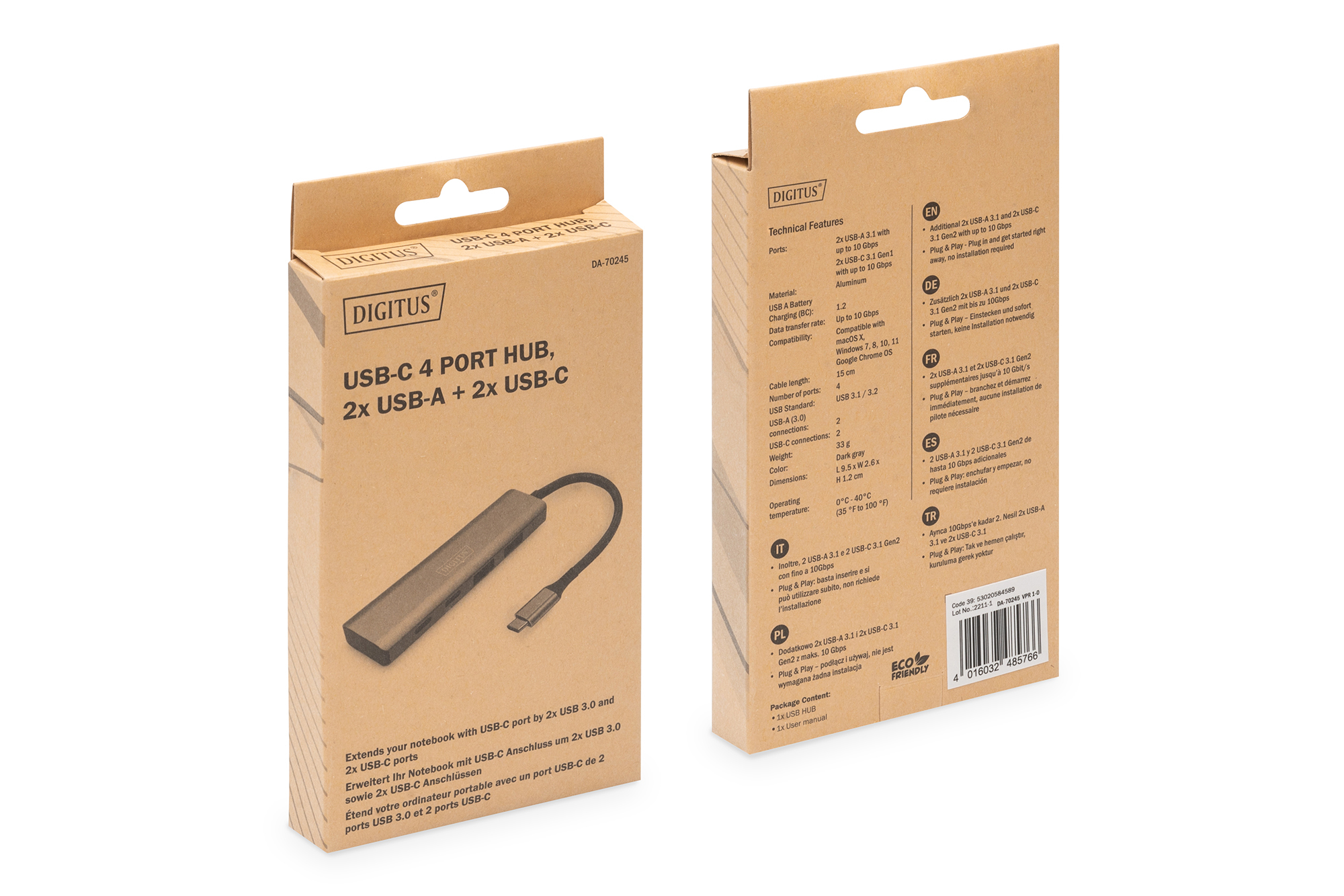 USB-C 4 Port HUB, 2x USB-A + 2x USB-C - Afbeelding 9