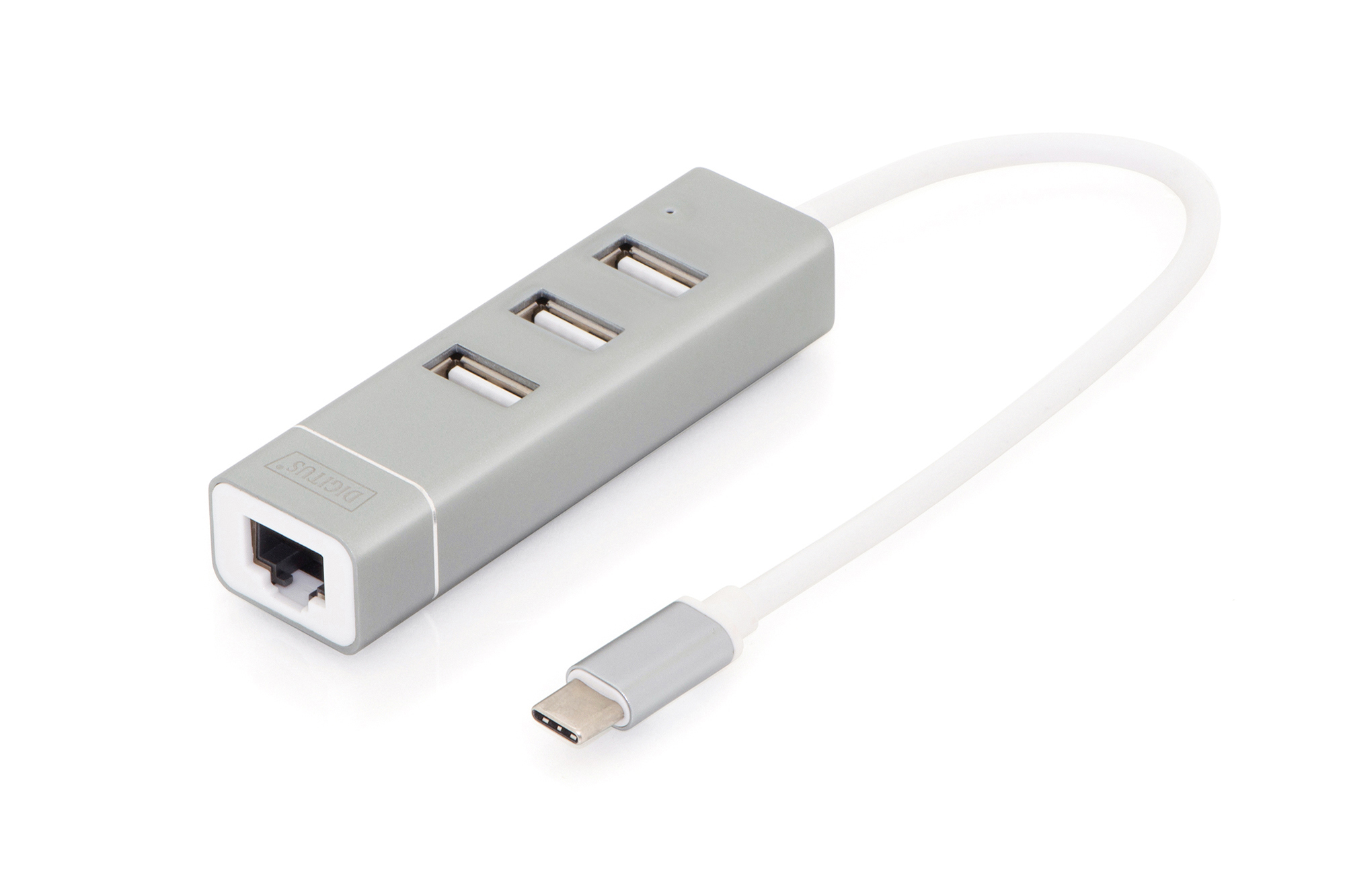 USB 2.0 3-poort hub & Fast Ethernet LAN-adapter met Type-C™-aansluiting