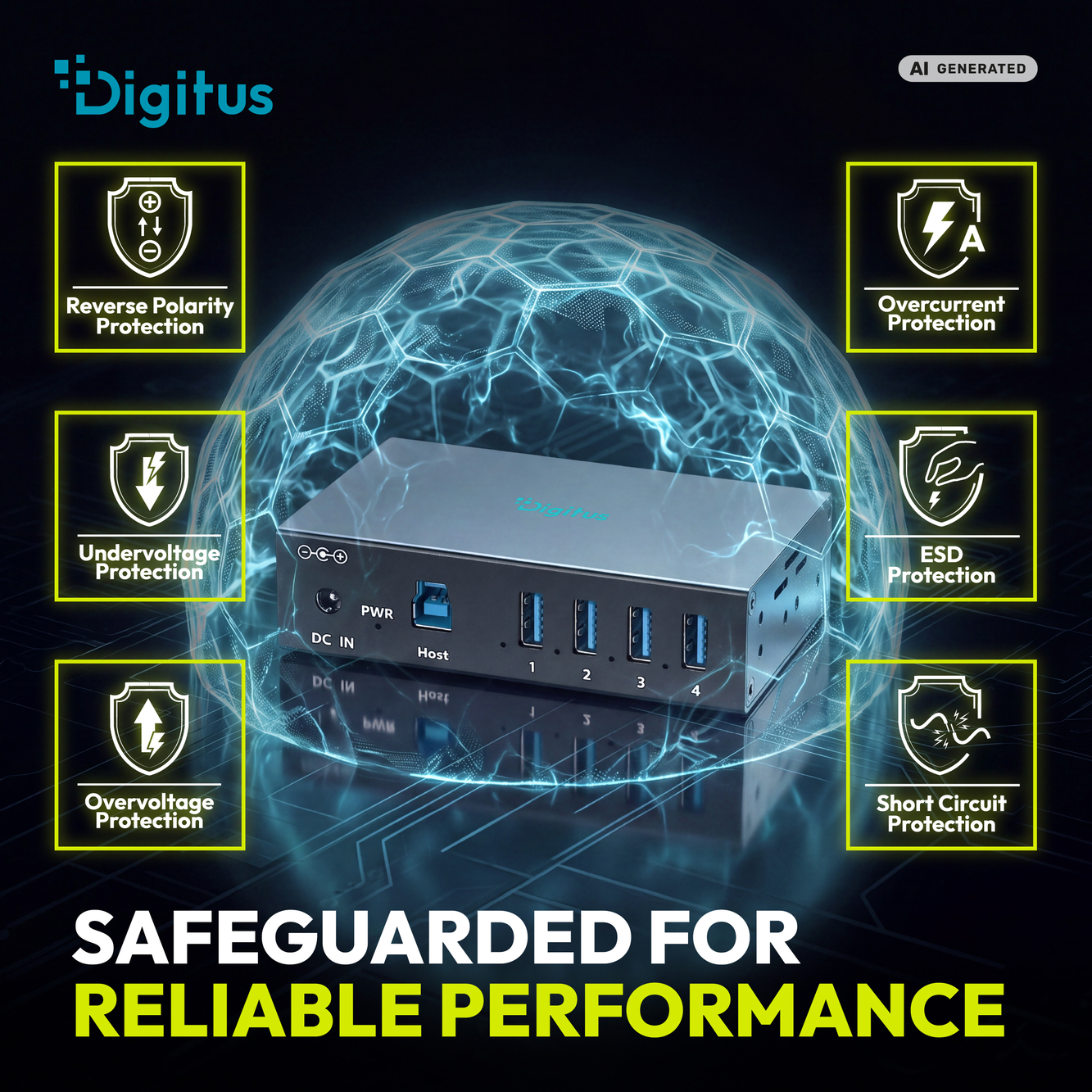 USB 3.2 Gen 1 industriële hub, 4-poorts - Afbeelding 4