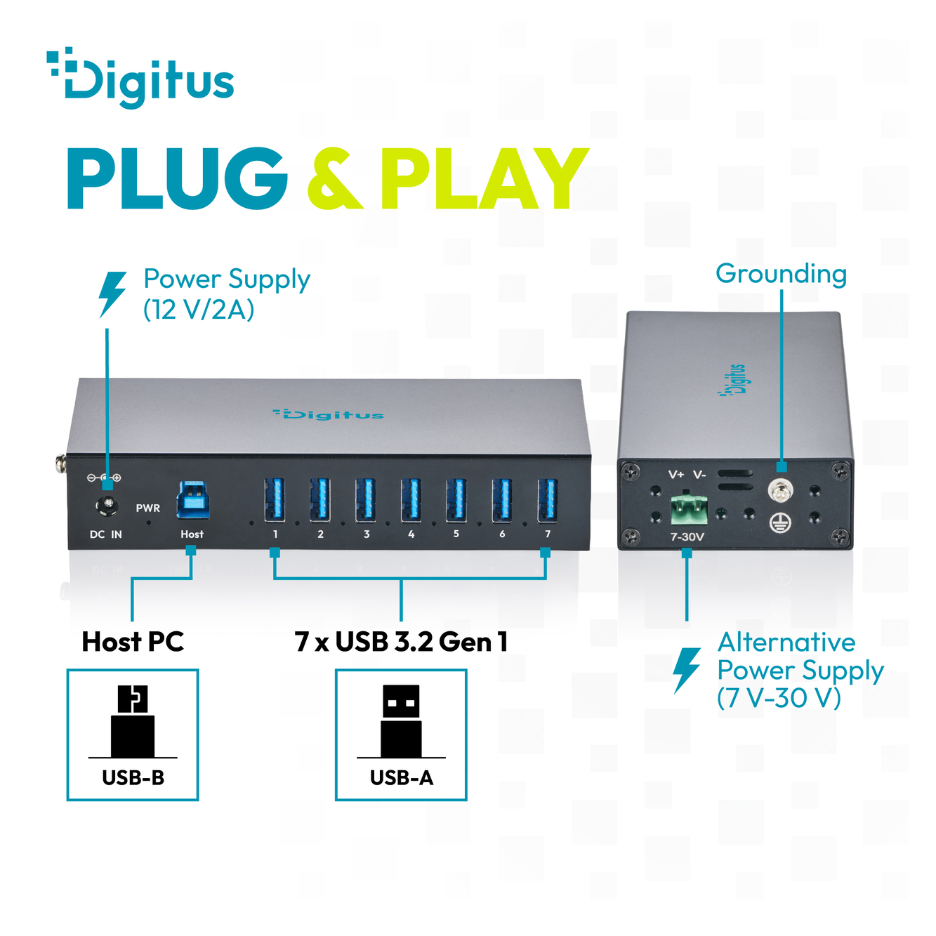 USB 3.2 Gen 1 industriële hub, 7-poorts - Afbeelding 8