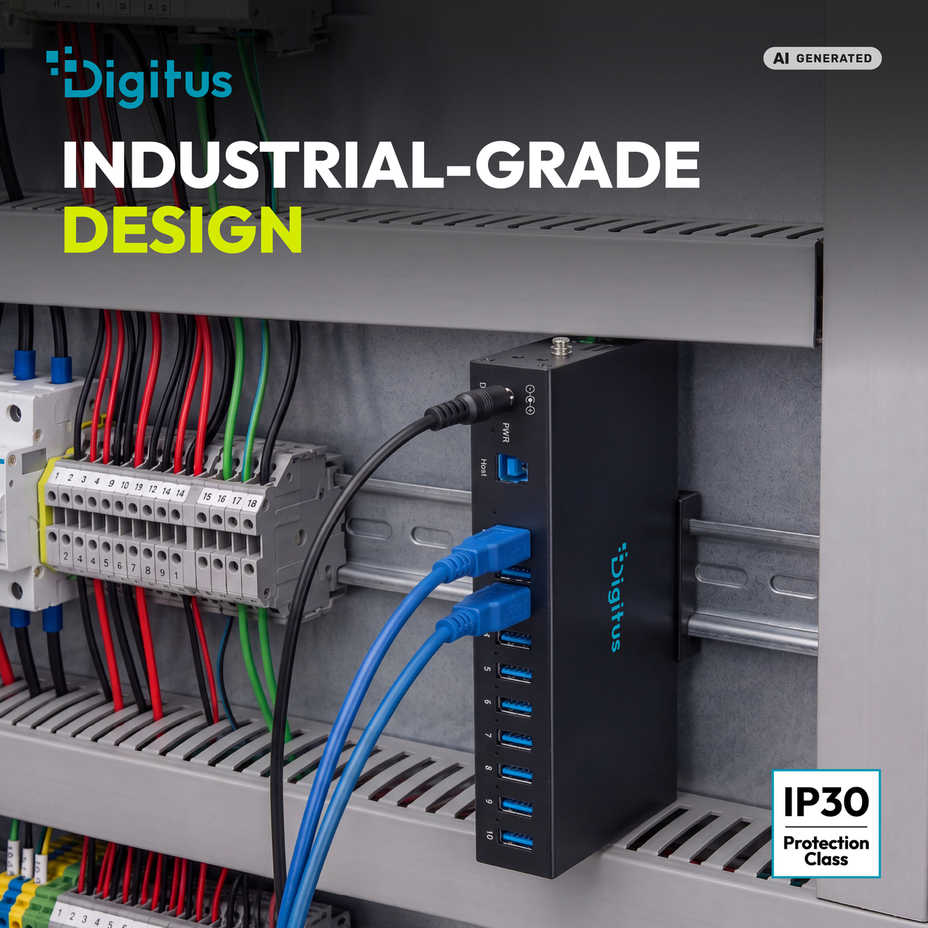 USB 3.2 Gen 1 industriële hub, 10 poorten - Afbeelding 6