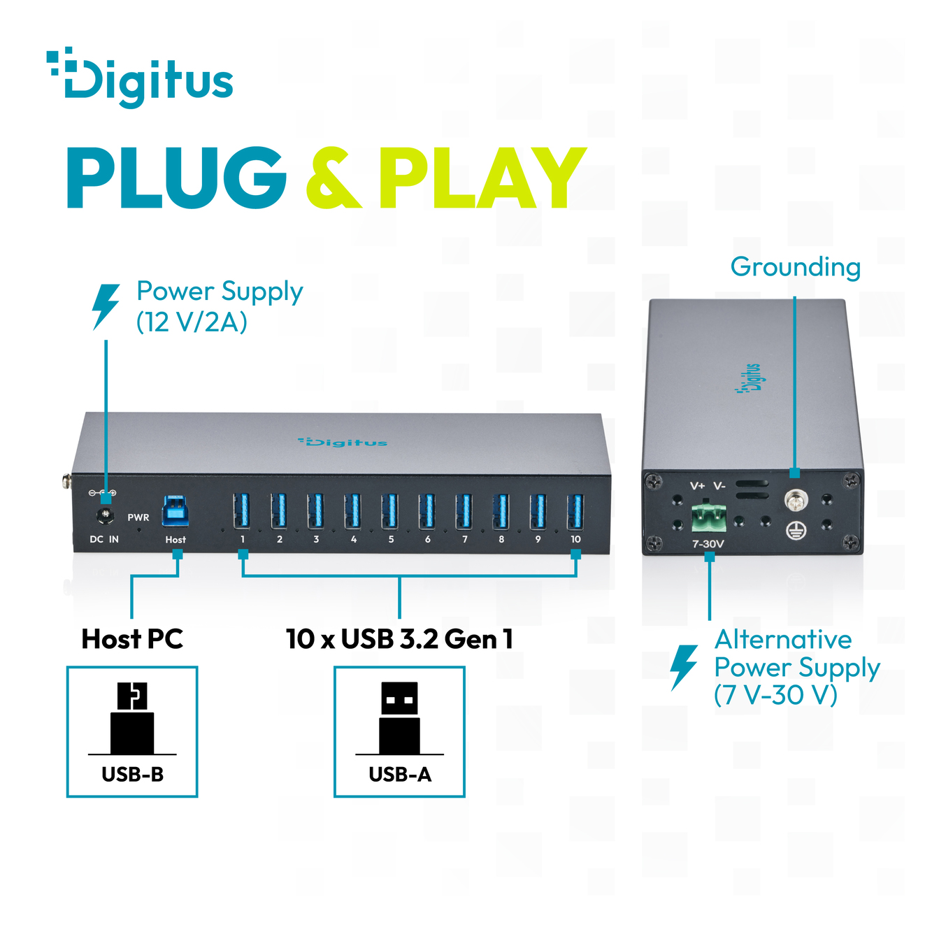 USB 3.2 Gen 1 industriële hub, 10 poorten - Afbeelding 7