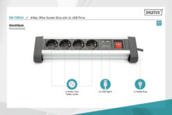 4-voudig kantoor-stekkerdoos met 2x USB-aansluiting - Afbeelding 7
