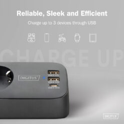 3-voudige stekkerdoos met 2x USB-A en 1x USB-C aansluitingen, zwart - Afbeelding 9