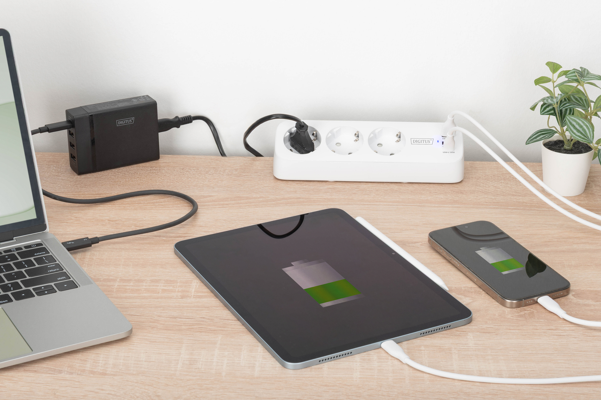 3-voudige stekkerdoos met 2x USB-A en 1x USB-C aansluitingen, wit - Afbeelding 5
