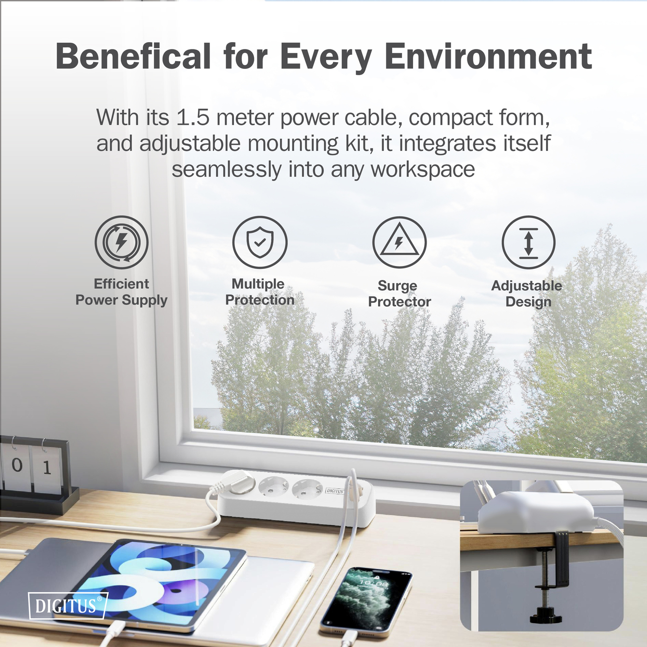 3-voudige stekkerdoos met 2x USB-A en 1x USB-C aansluitingen, wit - Afbeelding 7