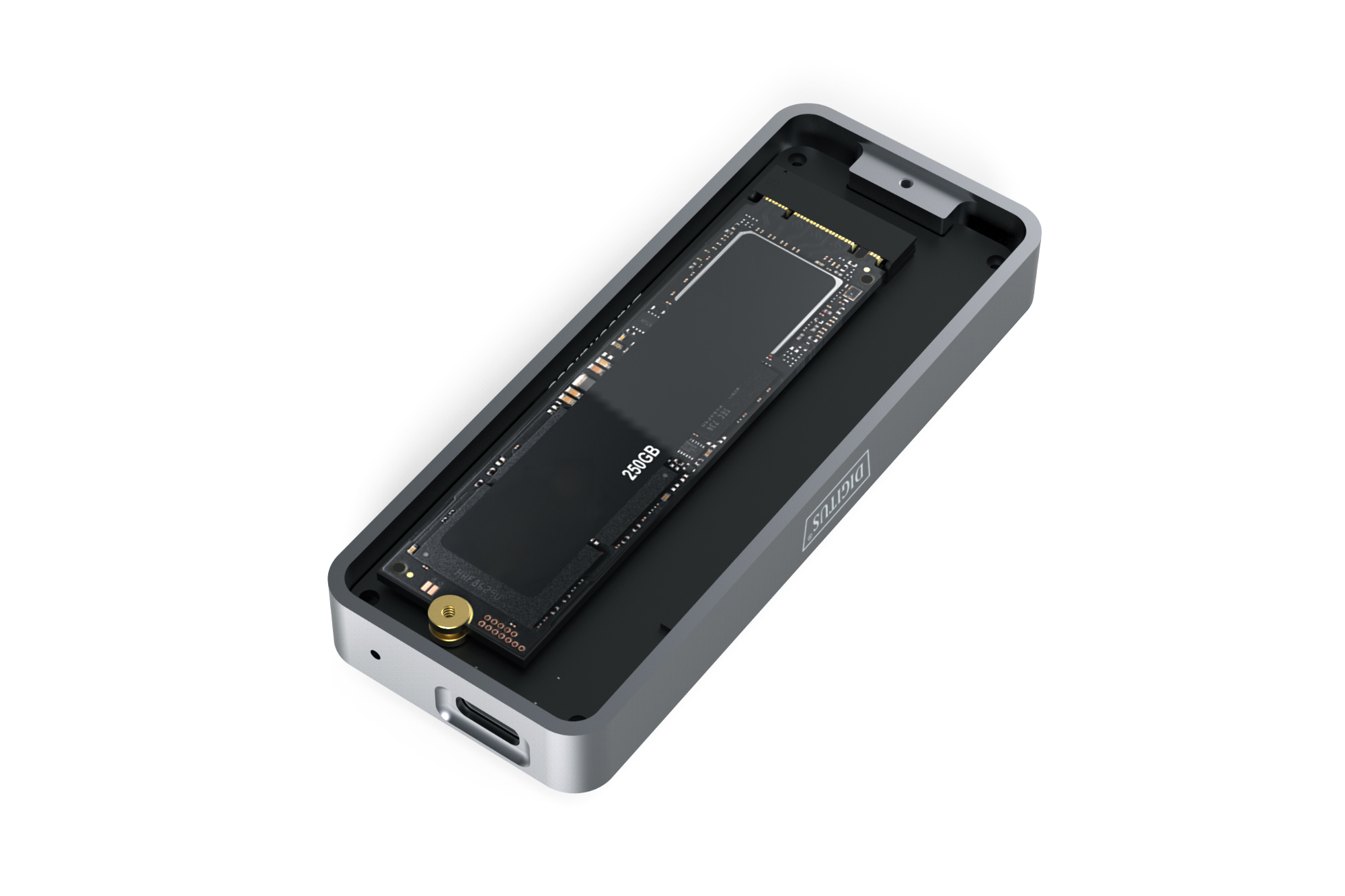 USB M.2 harde schijf behuizing, SSD, extern, NVMe , 20Gbps, USB 3.2 Gen2x2, aluminium, incl. montagemateriaal - Afbeelding 3
