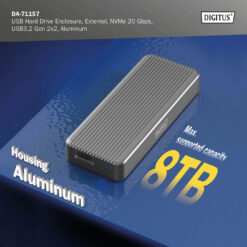 USB M.2 harde schijf behuizing, SSD, extern, NVMe , 20Gbps, USB 3.2 Gen2x2, aluminium, incl. montagemateriaal - Afbeelding 8