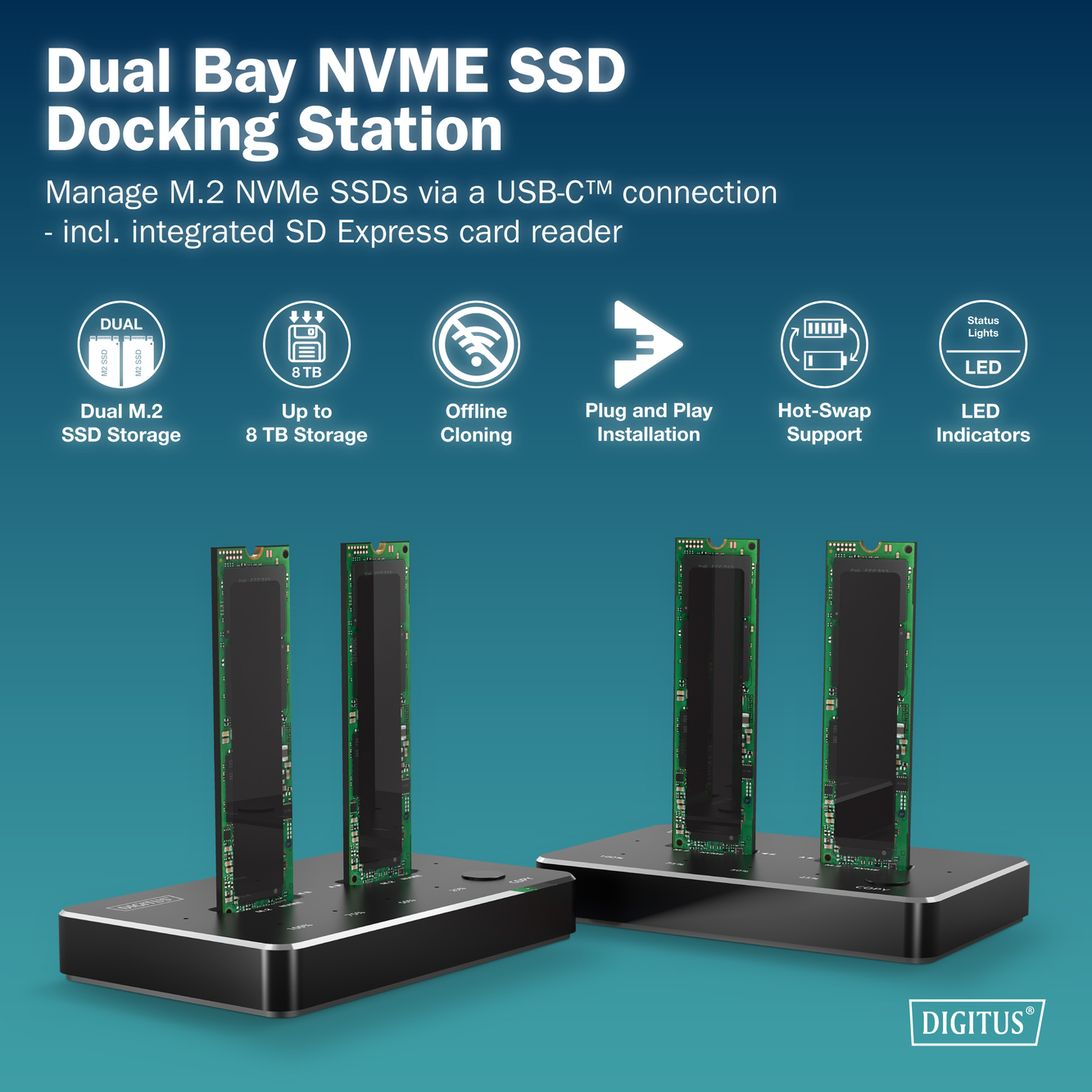 NVMe kloonstation USB3.1 Gen2 Type-C NVMe M.2 SSD behuizing - Afbeelding 8