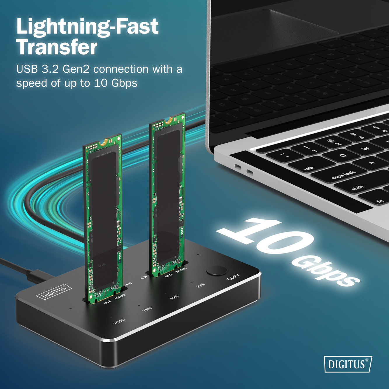 NVMe kloonstation USB3.1 Gen2 Type-C NVMe M.2 SSD behuizing - Afbeelding 10