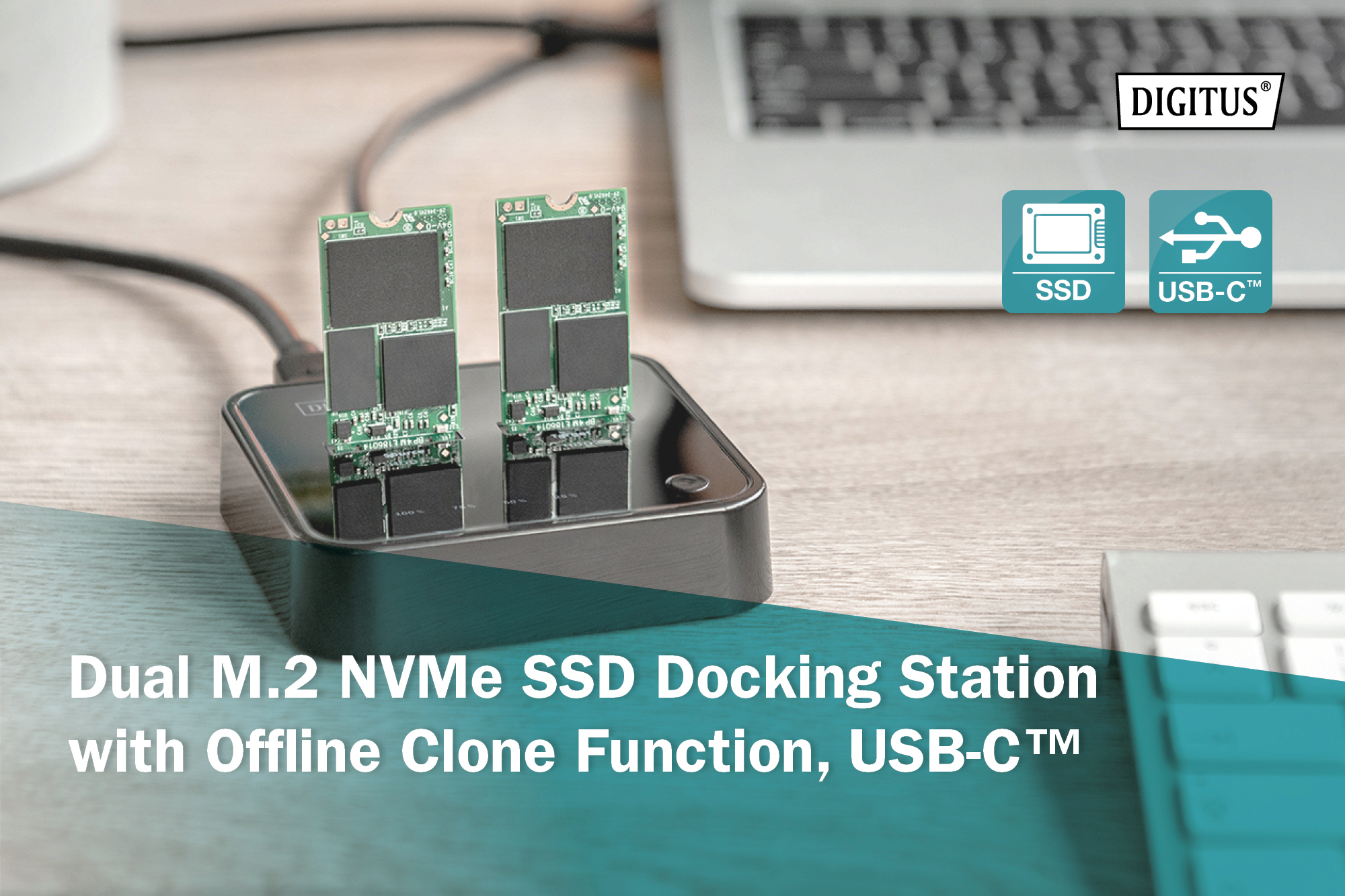 Dual M.2 NVMe SSD dockingstation met offline kloonfunctie, USB-C™ - Afbeelding 7