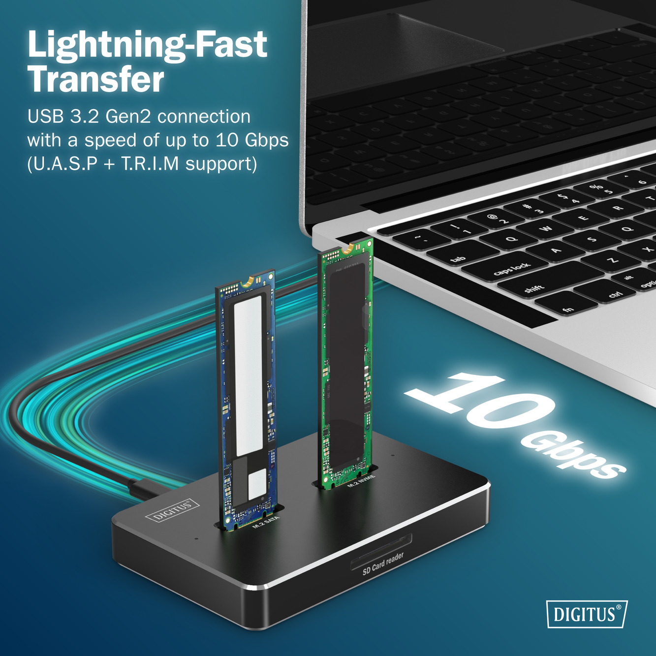 M.2 NVMe + M.2 SATA SSD docking station met SD Express kaartlezer, USB-C™ - Afbeelding 10