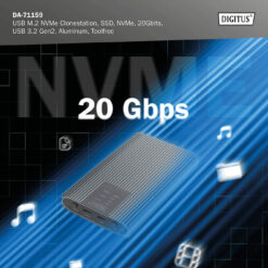 USB M.2 NVMe Clonestation, SSD, NVMe, 20Gbits, USB 3.2 Gen2, aluminium, zonder gereedschap - Afbeelding 8