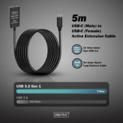 Actieve USB 3.2 Gen1 5G-verlengkabel, USB-C - USB-C, 5m - Afbeelding 4