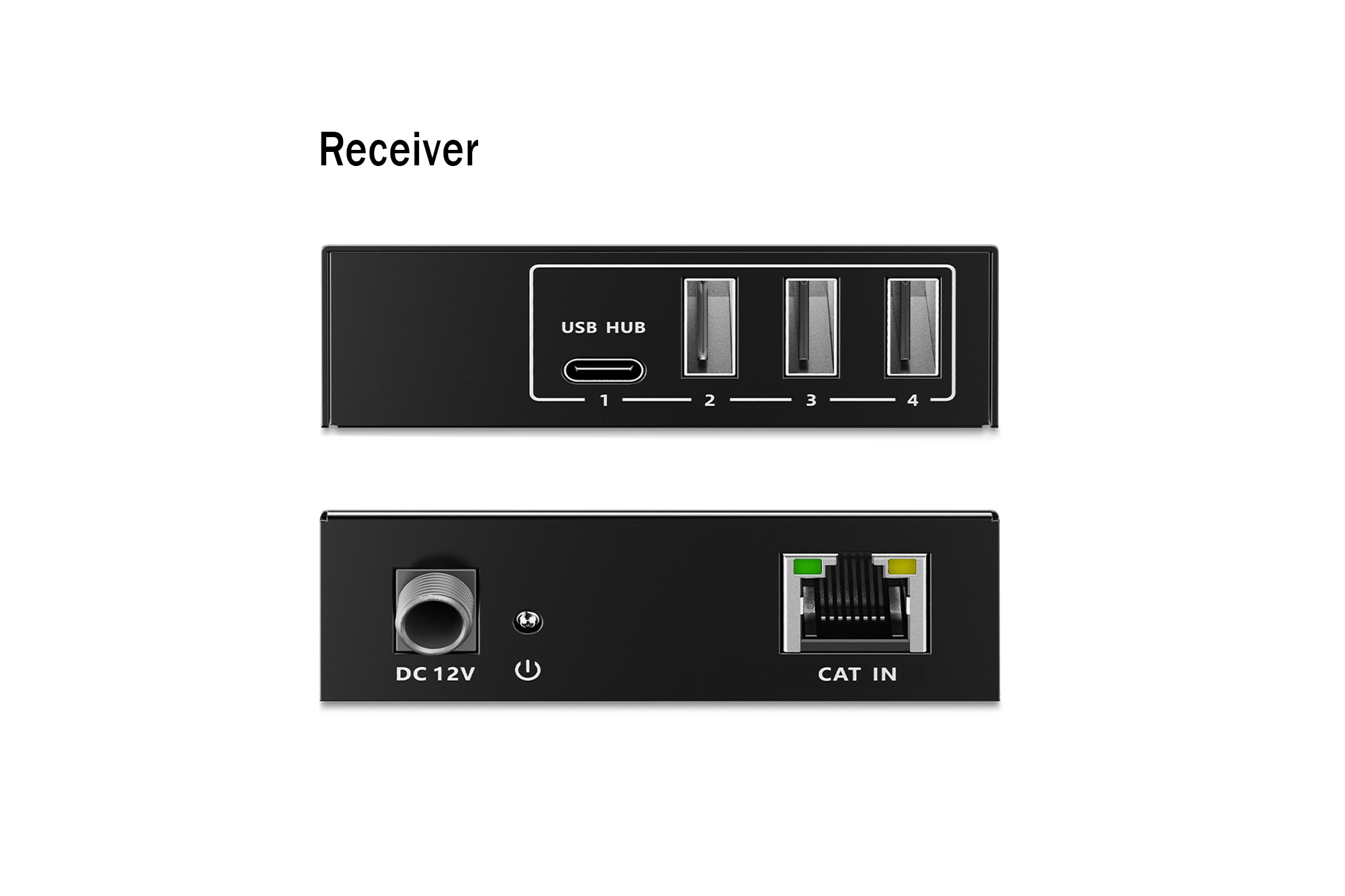 USB 3.2 Gen1 CAT-extender, 5 Gbps, 4 poorten: 3x USB-A / 1x USB-C, 100m - Afbeelding 4