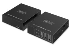 USB 3.2 Gen1 CAT-extender, 5 Gbps, 4 poorten: 3x USB-A / 1x USB-C, 100m