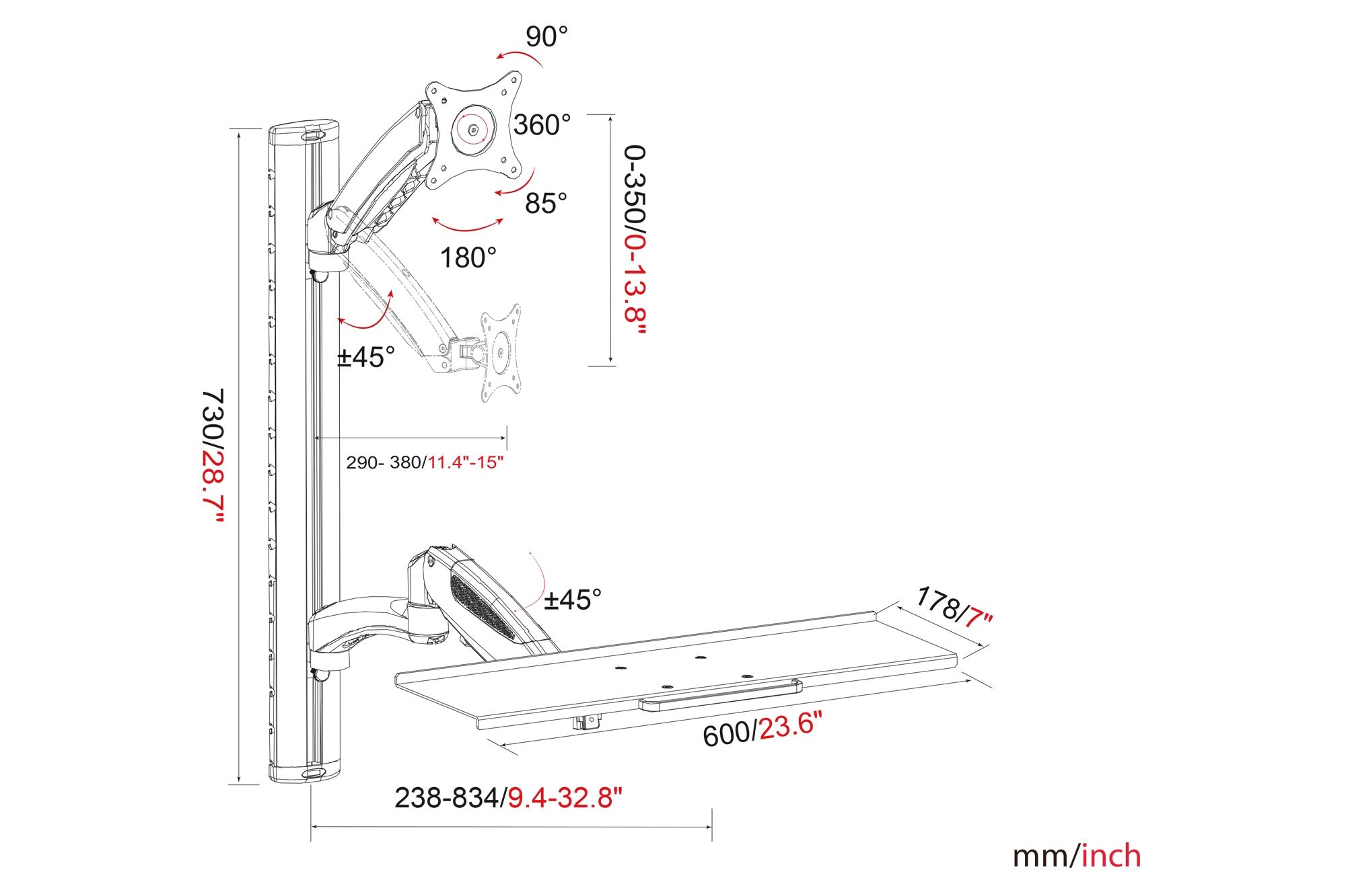 Flexibele werkplek voor wandmontage - Afbeelding 8