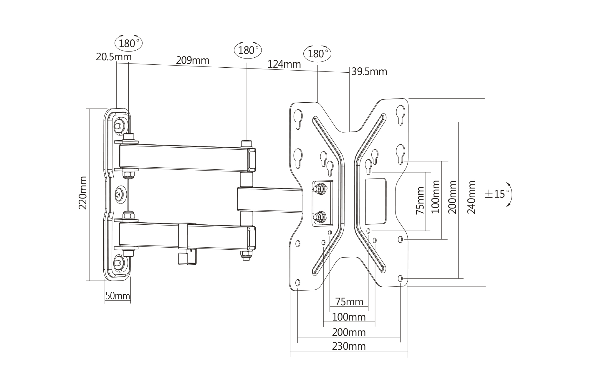Universele LED-/LCD-monitor wandhouder - Afbeelding 3