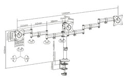 Drievoudige monitorbeugel, 3x 27", 3x 8 kg - Afbeelding 7