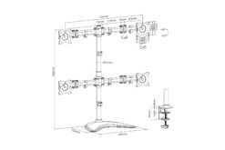 Viervoudige monitorbevestiging, 4x 27", 4x 8 kg - Afbeelding 5