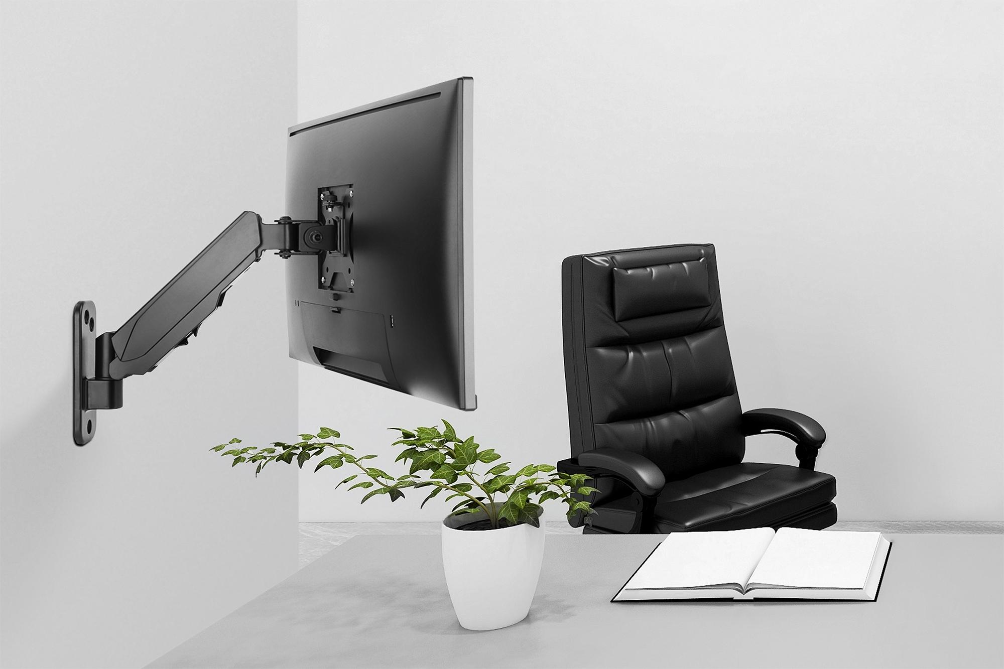 Universele enkele monitorhouder met gasveer, wandmontage - Afbeelding 4