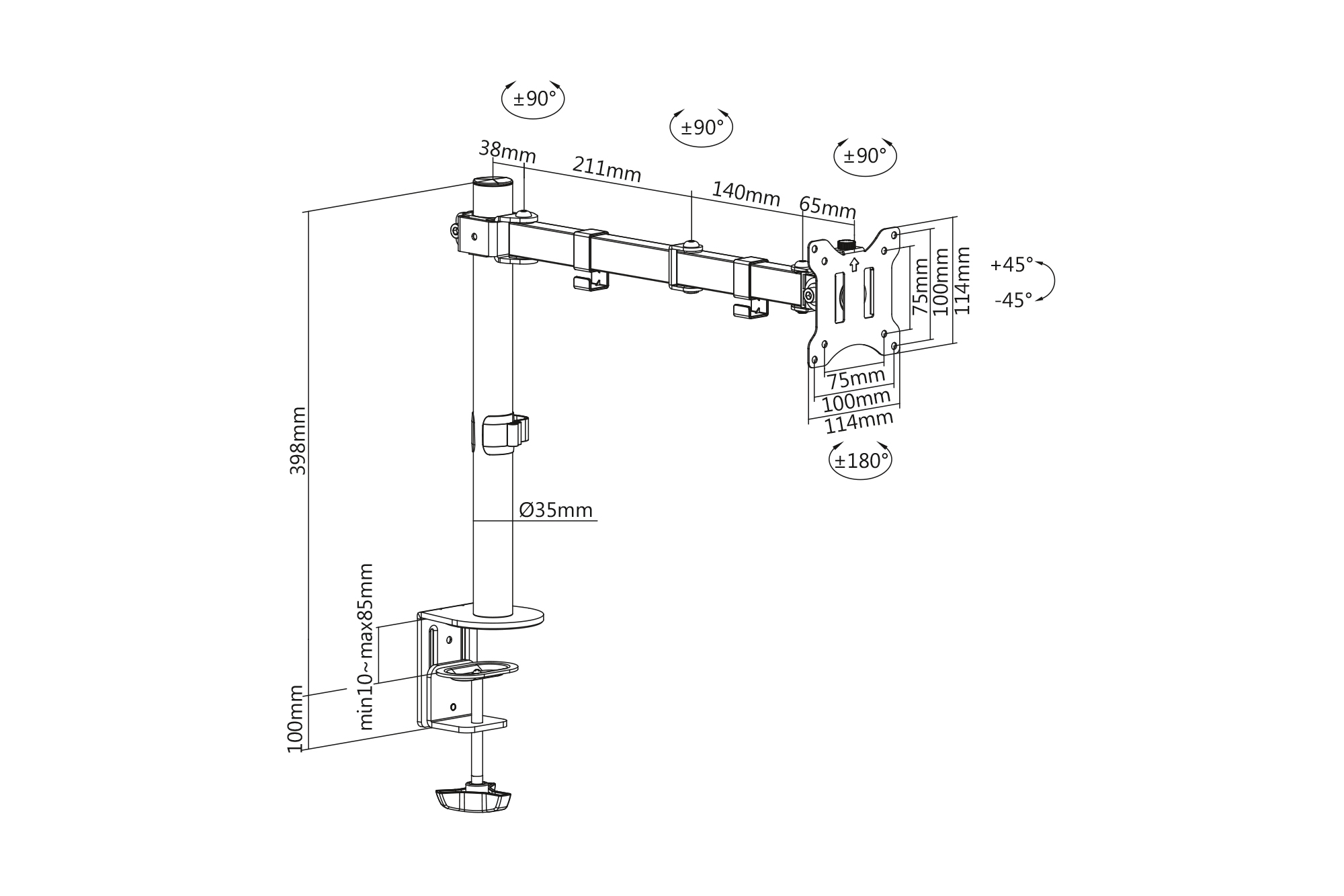 Enkele monitorsteun, 32", 8 kg - Afbeelding 8