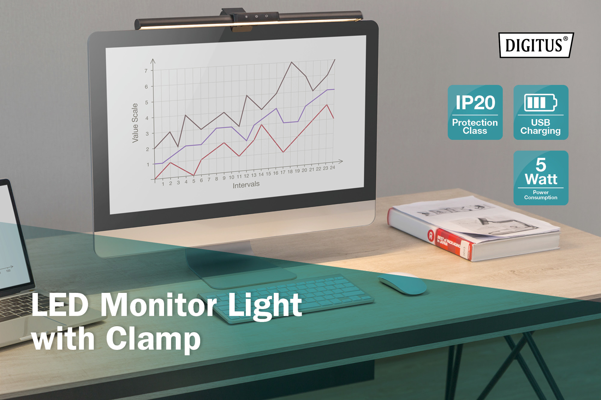 LED-monitorlamp met klembevestiging - Afbeelding 7