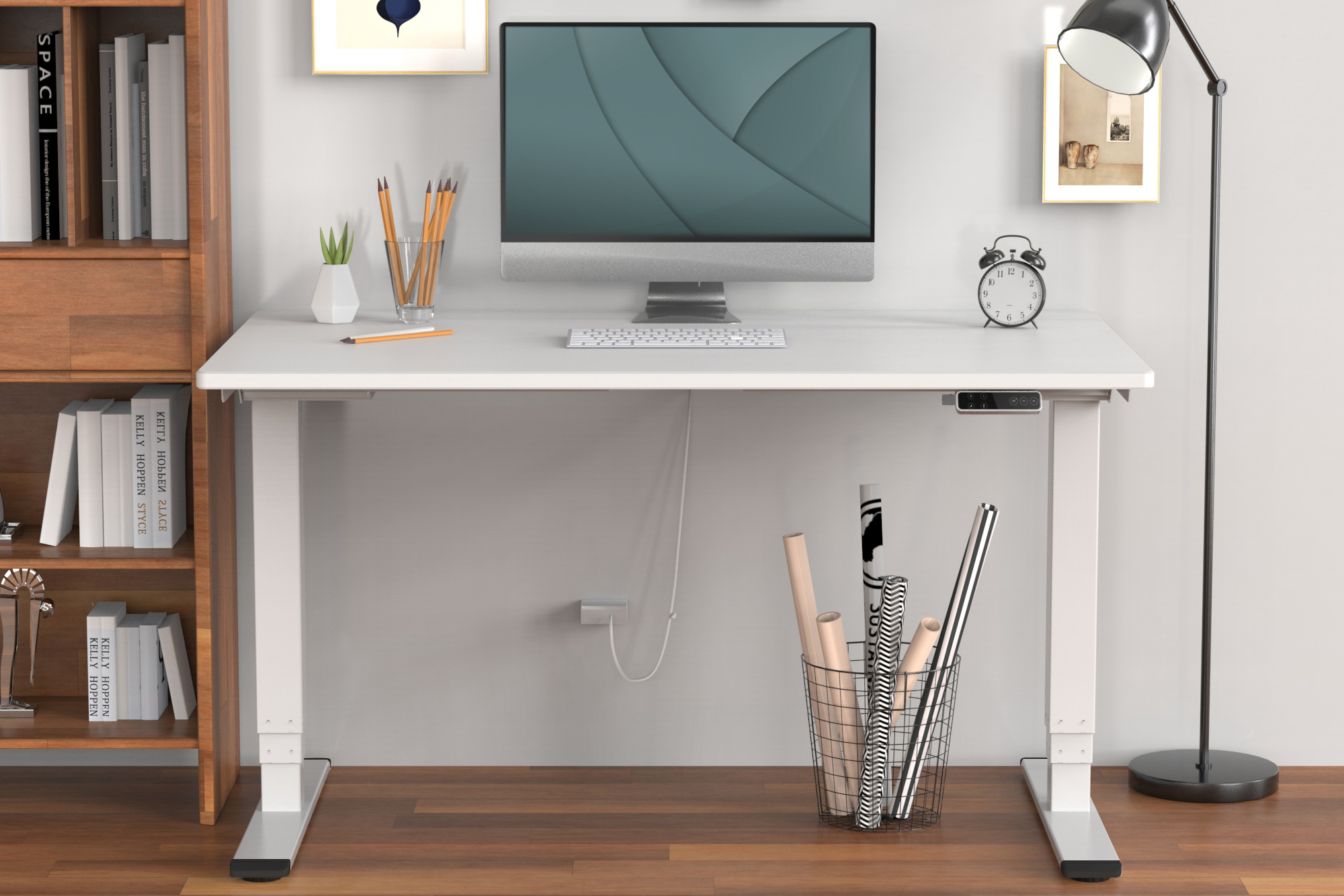 Elektrisch in hoogte verstelbaar tafelframe, dual motor, 3-traps, wit - Afbeelding 5