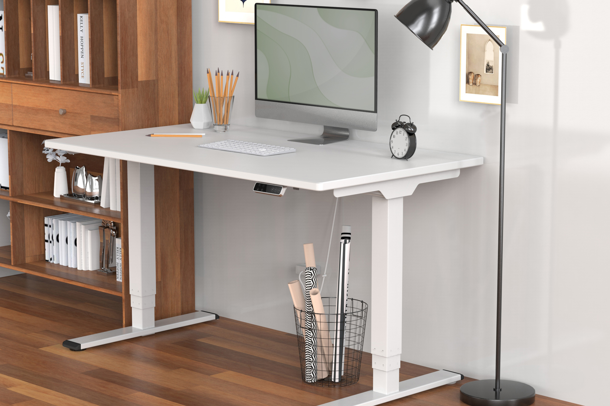 Elektrisch in hoogte verstelbaar tafelframe, dual motor, 3-traps, wit - Afbeelding 6