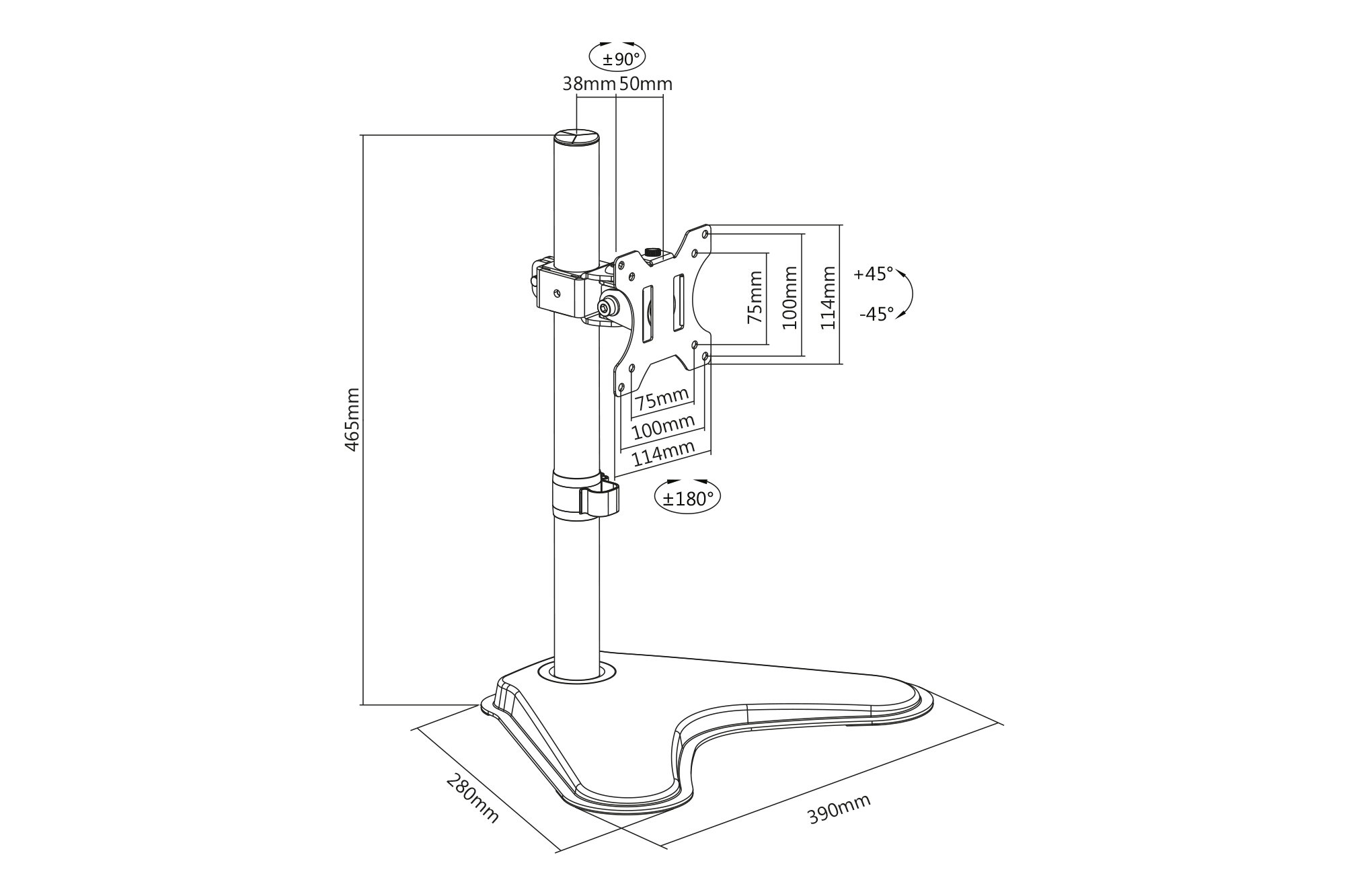 Enkele monitorstandaard, 23", 8 kg - Afbeelding 6