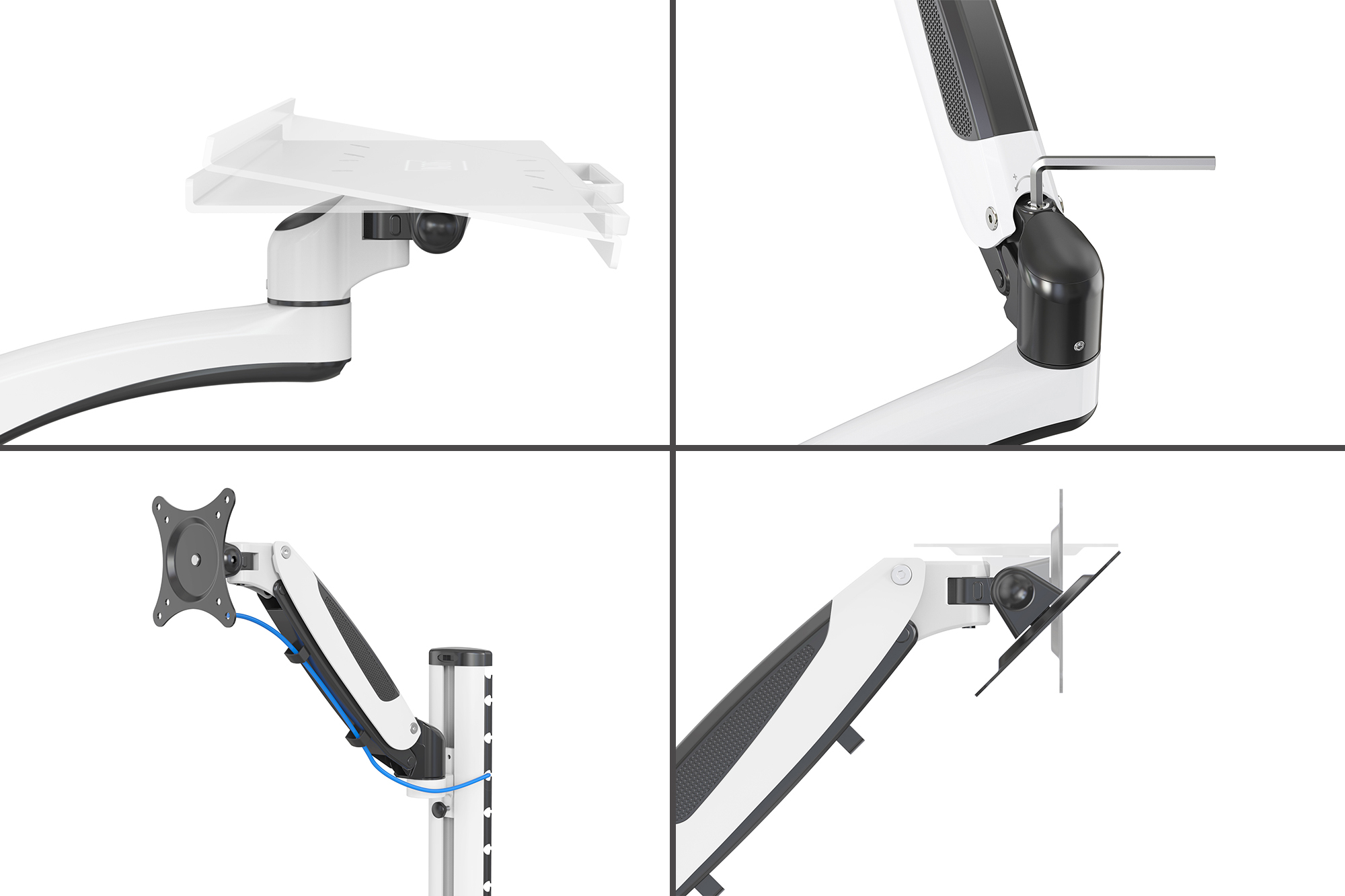 Werkstation (monitor, toetsenbord, muis) Wandmontage - Afbeelding 3
